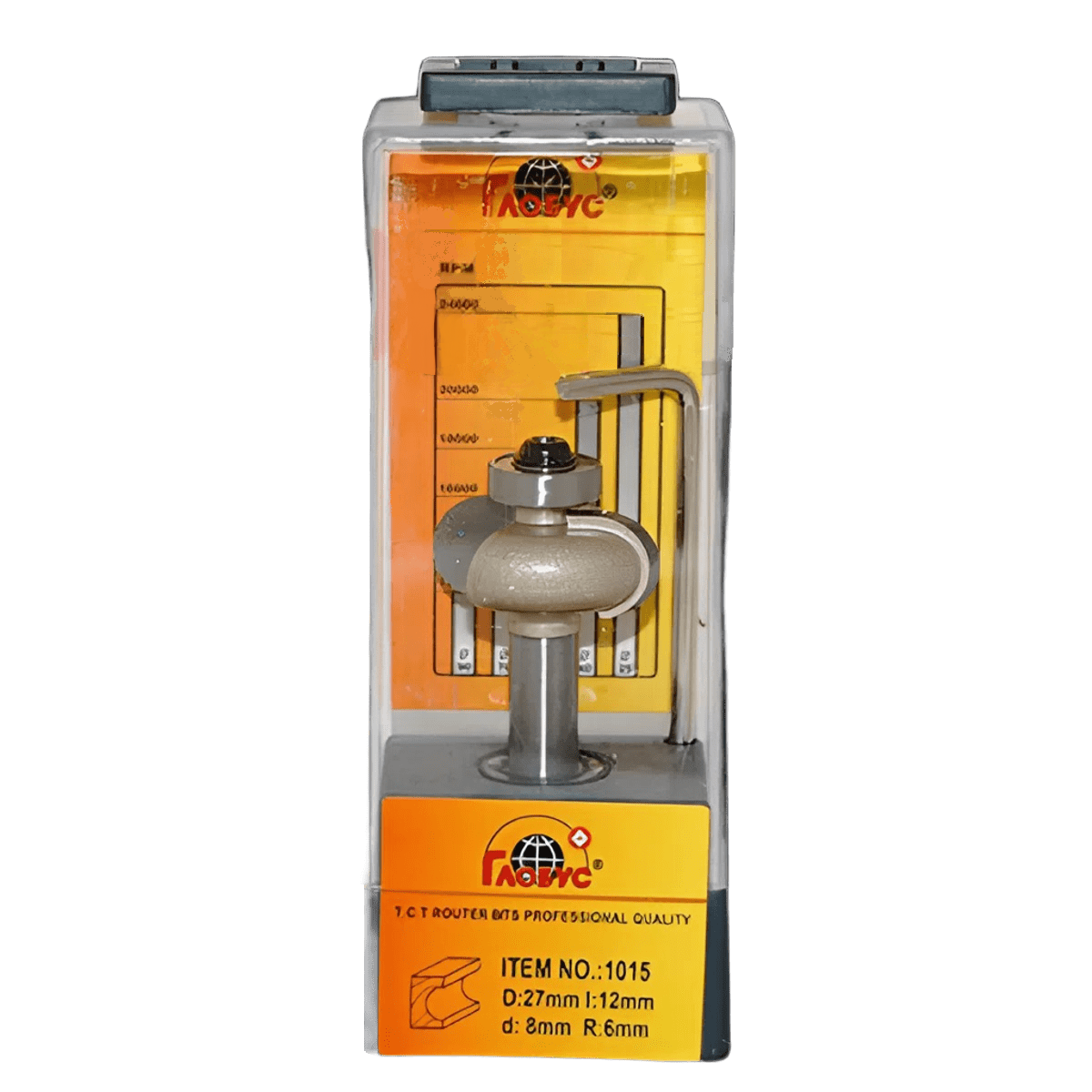 Фреза ГЛОБУС 1015 d8 D27 h12 R6 кромочная c нижним подшипником галтель Фреза ГЛОБУС 1015 d8 D27 h12 R6 кромочная c нижним подшипником галтель