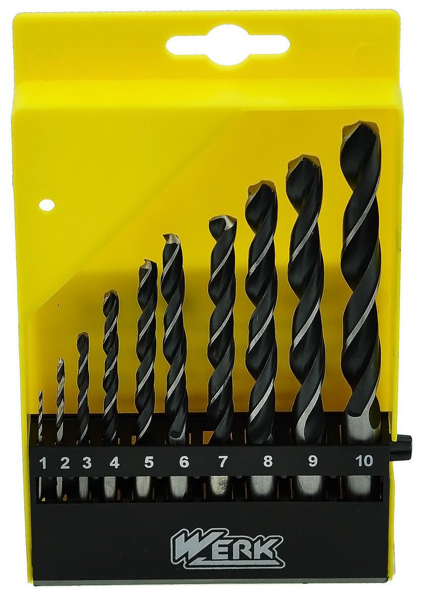 Набор сверл Werk кованые 10 шт. 1-10 мм полировка черно-белая