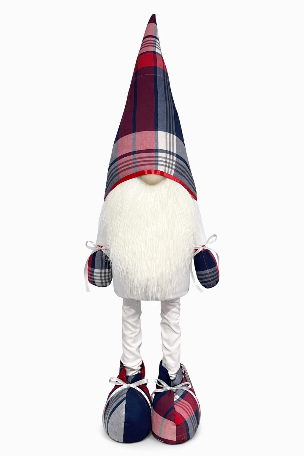 Лялька інтер'єрна Скандинавський гном Клітинка 90-95 см Синій/Червоний (026)