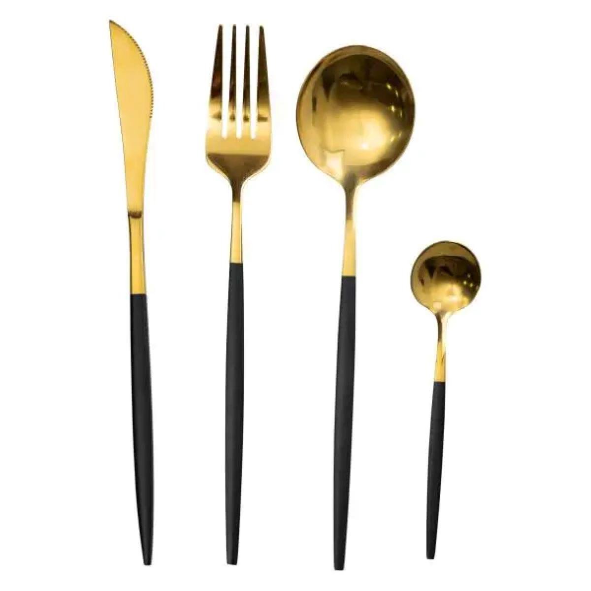 Набор столовых приборов 24 пр. на 6 персон Золотистый с черным - фото 2