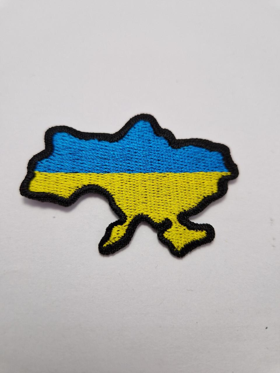Нашивка термонаклейка карта Украины текстильная с вышивкой 4,5x6 см (2004936465)