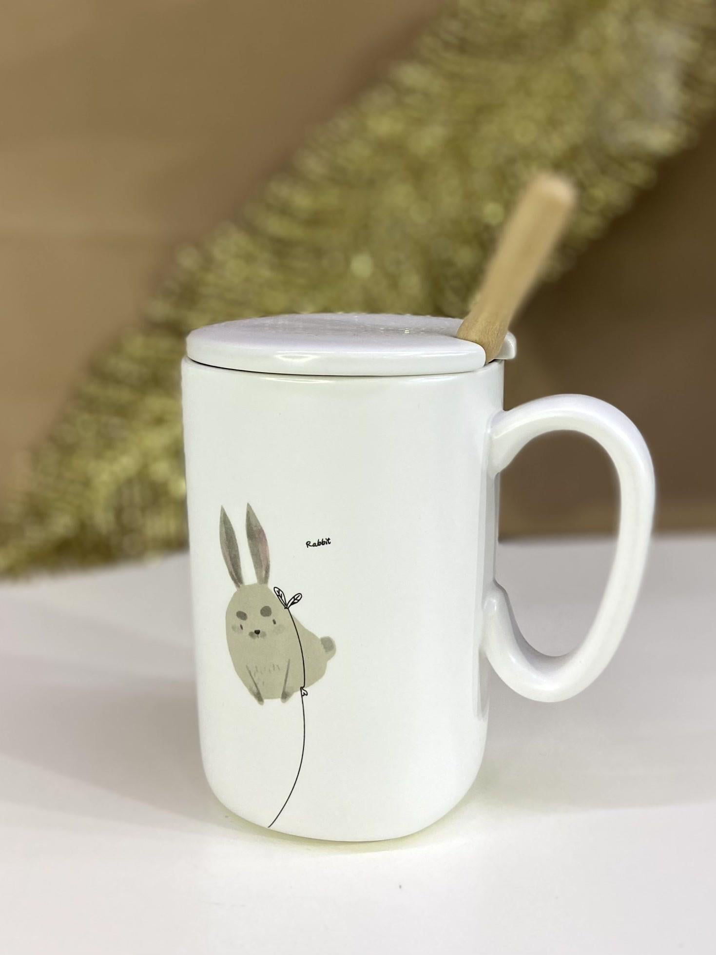 Чашка керамическая с крышкой и ложкой Лавли 350 мл