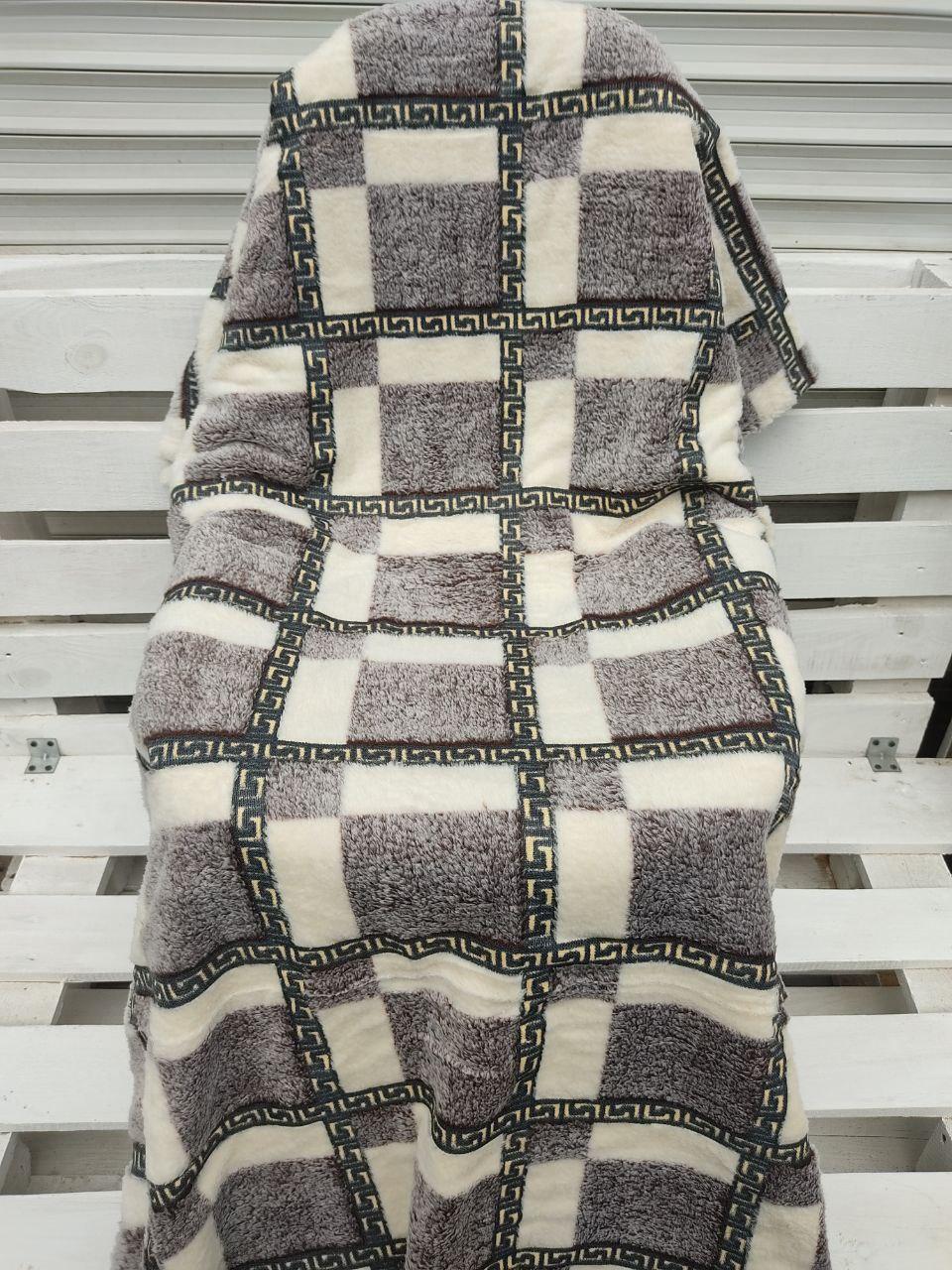 Плед-покрывало пушистый Клеткинка 180x200 см Серый (П4К-Am-zukerka-004-2)