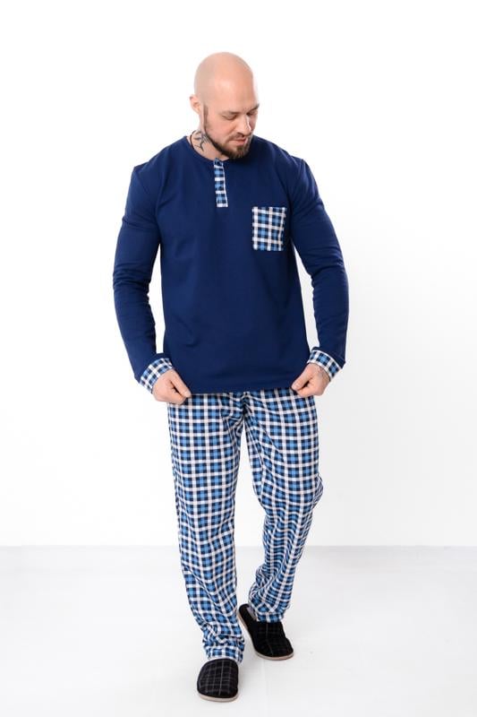 Піжама чоловіча утеплена Носи своє кофта з кишенею та штани р. 52 Блакитний (8625-024)