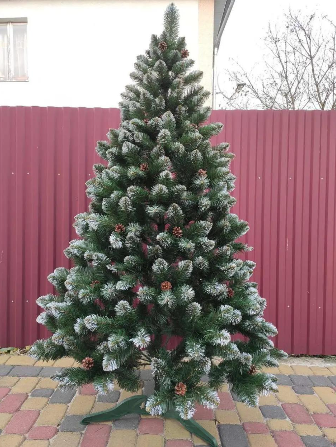 Штучна ялинка Елітна з шишками та підставкою 1,50 м Темно-зелений/Білий (NYT15317) - фото 5 Штучна ялинка Елітна з шишками та підставкою 1,50 м Темно-зелений/Білий (NYT15317) - фото 5