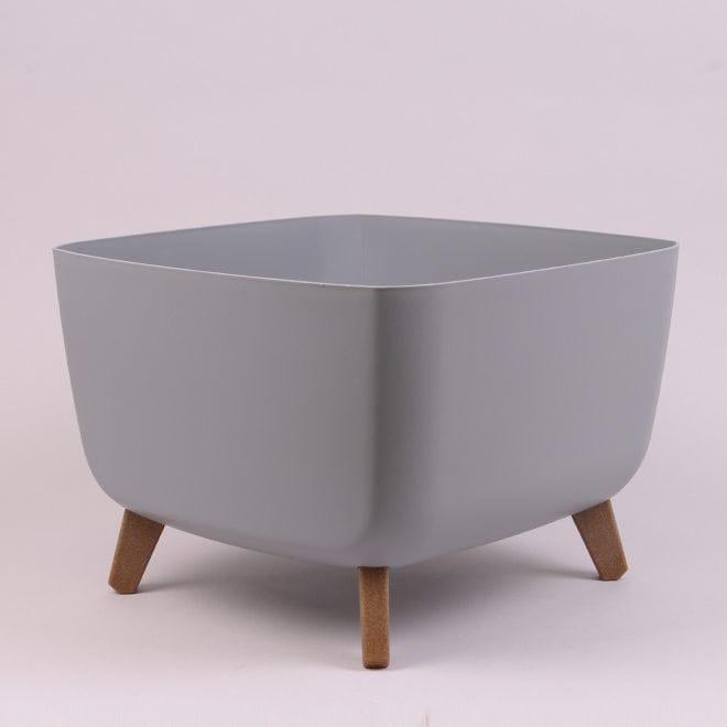 Горшок пластиковый Flora Gracia Square на ножках 29x29 см Светло-серый (93409)