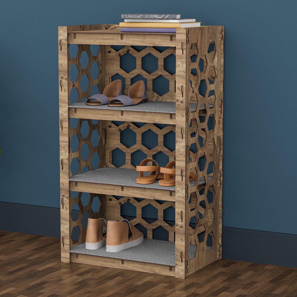 Полка для обуви деревянная Hexagonica Honeycomb на 4 полки 900х528х345 мм (111162) - фото 4