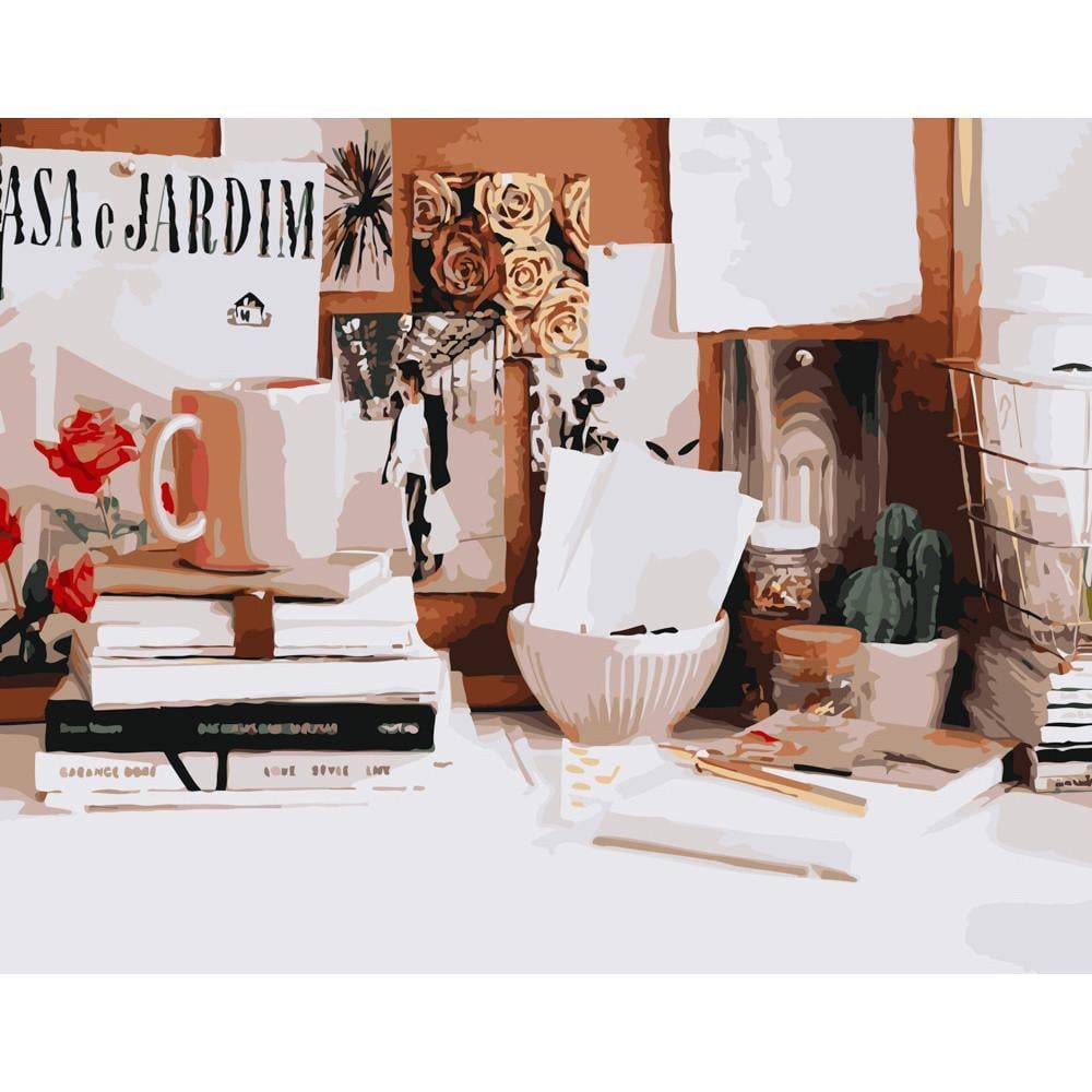 Картина по номерам Strateg Премиум Рабочая атмосфера 40х50 см (GS270)