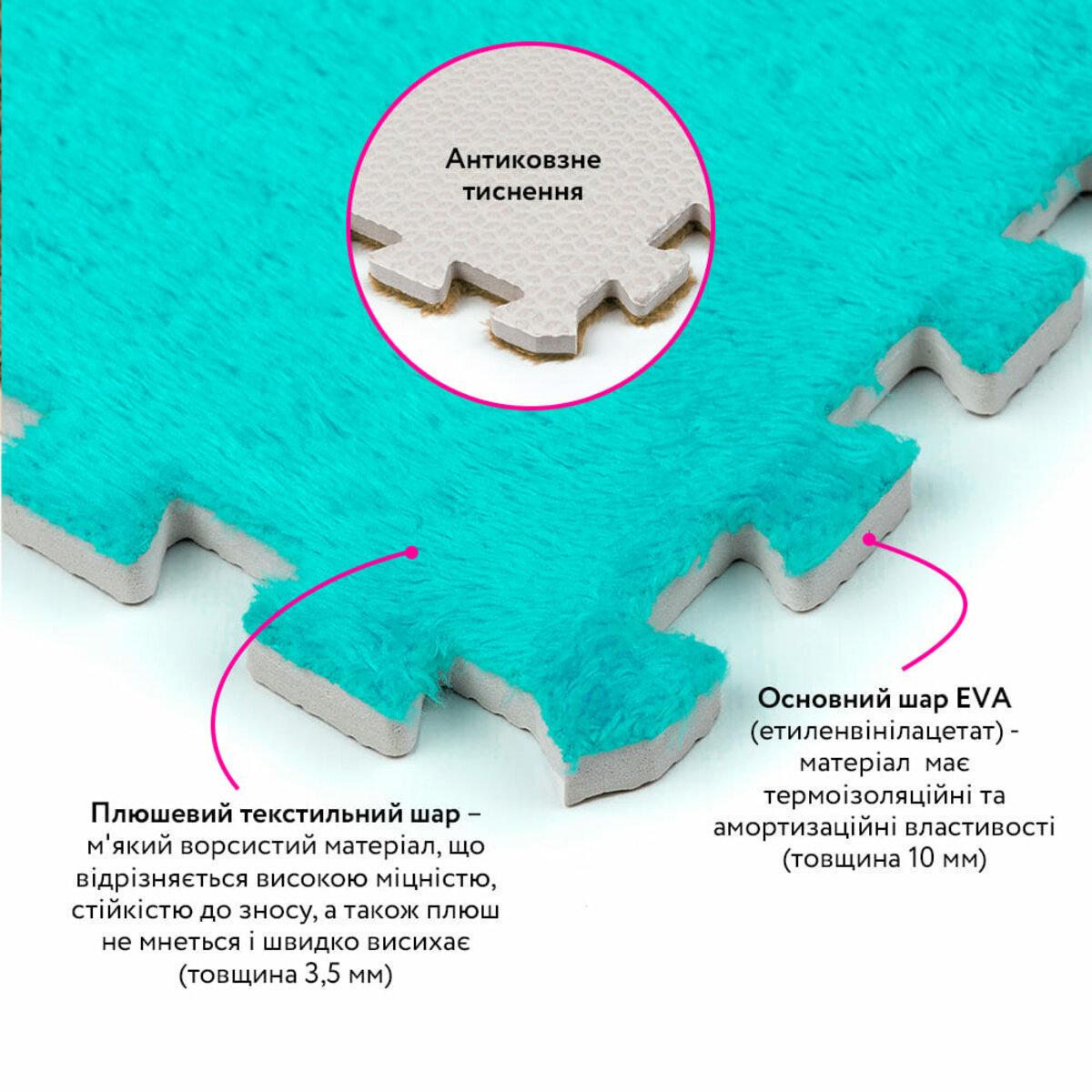 Підлога-пазл плюшевий 30х30х1 см М'ятний (SW-00002088) - фото 3 Підлога-пазл плюшевий 30х30х1 см М'ятний (SW-00002088) - фото 3