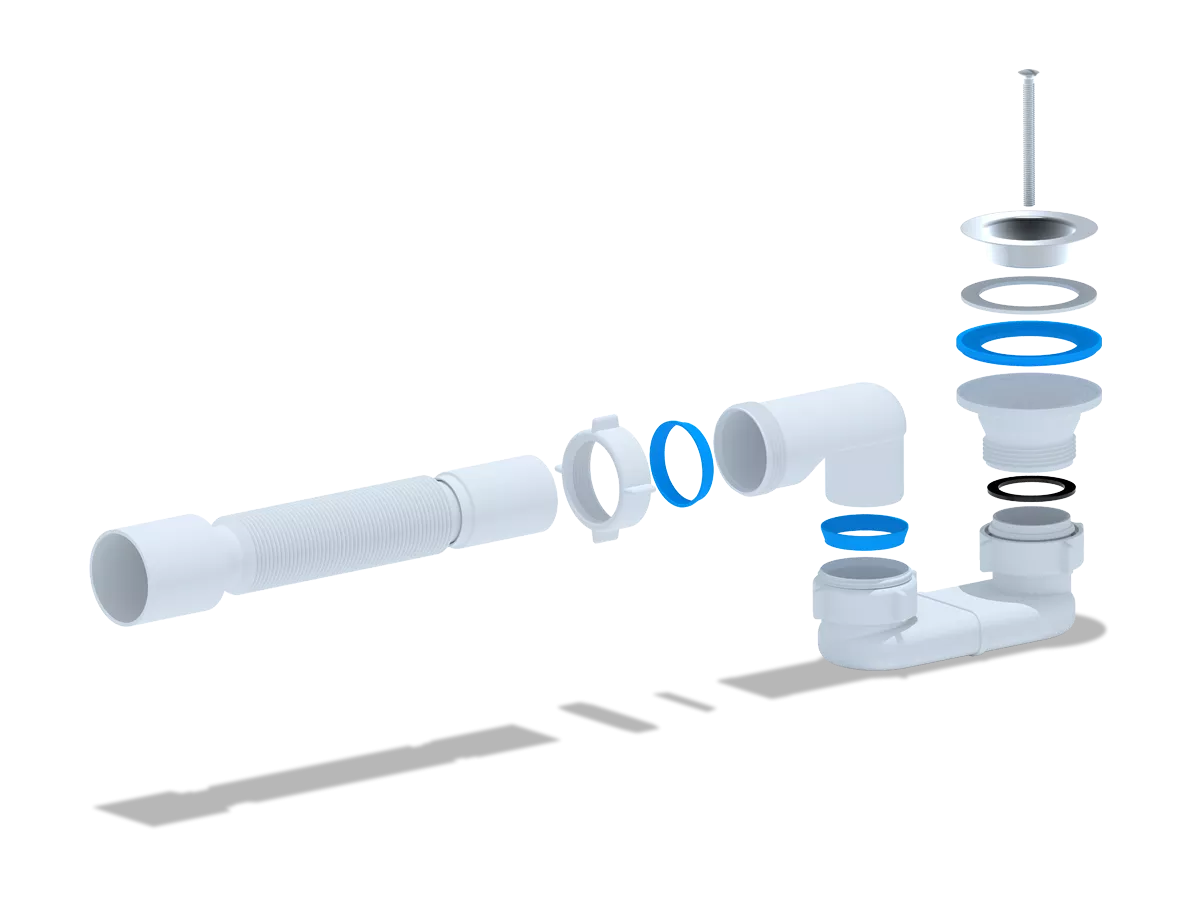 Сифон для душевого поддона Ani Plast E016 плоский 1 1/2" с гибкой трубой 40/50 мм 375 мм - фото 2