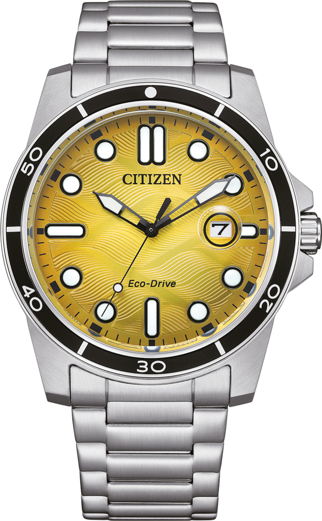 Наручний годинник чоловічий Citizen AW1816-89X Eco-Drive з сталевим корпусом/жовтим циферблатом та водозахистом 100 м