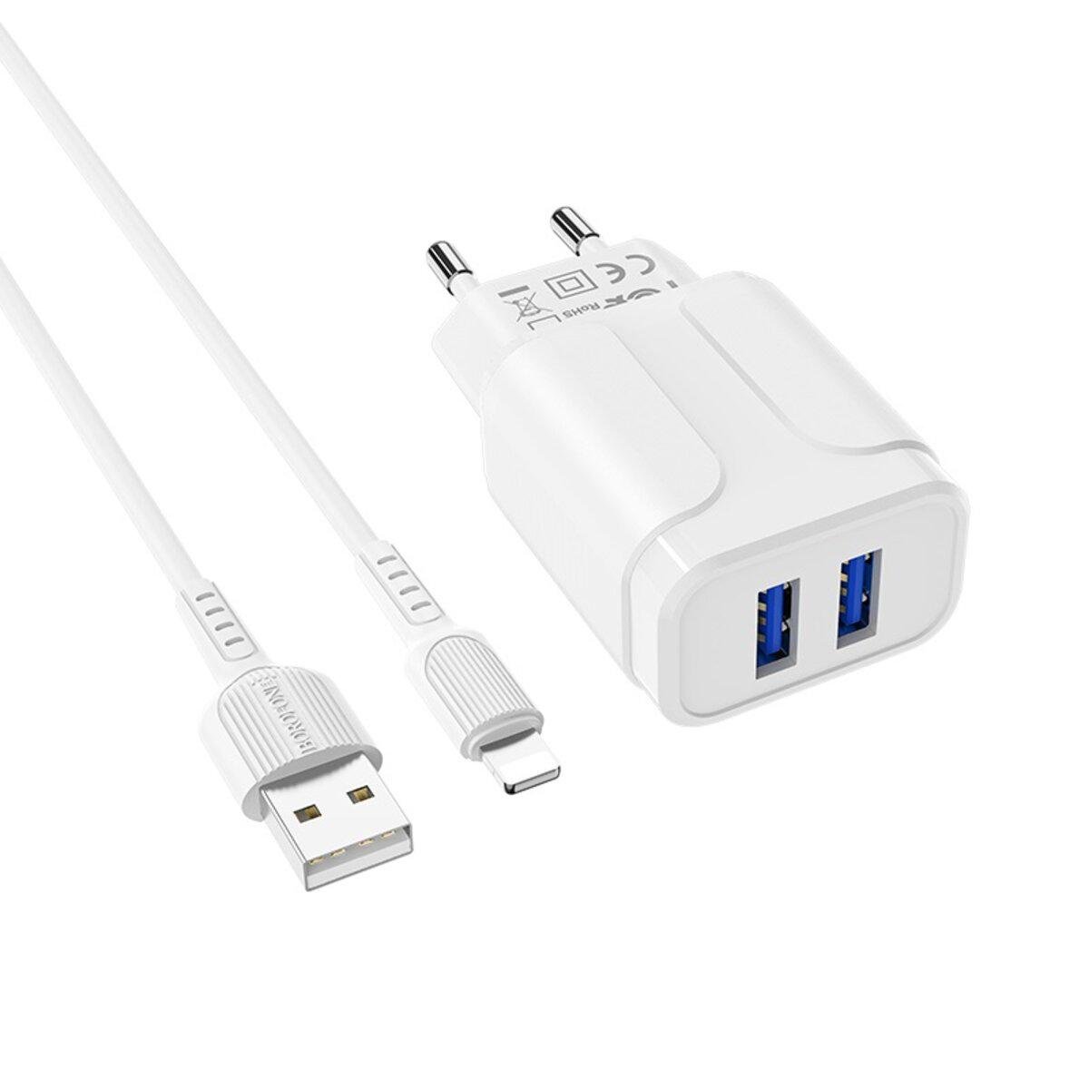 Зарядний пристрій Borofone BA37A Speedy dual port charger Lightning 2,4 A 1 м White (601880) Зарядний пристрій Borofone BA37A Speedy dual port charger Lightning 2,4 A 1 м White (601880)
