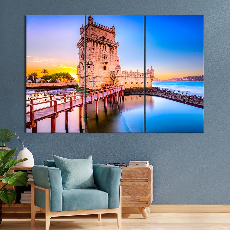 Картина город Вид на форт Торри-ди-Белен в Лиссабоне 78x48 см (A845-3)