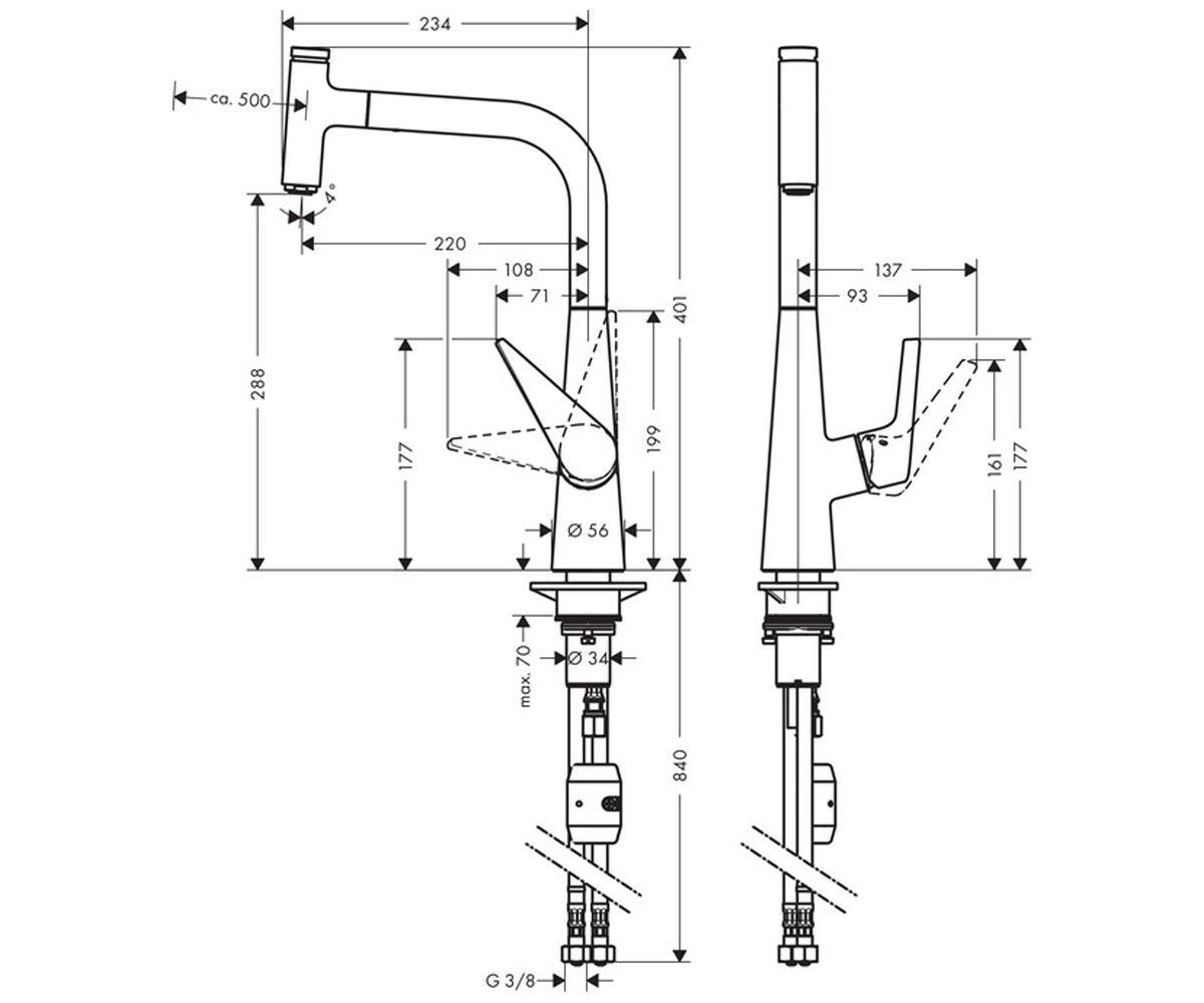 Cмеситель для кухни Hansgrohe Talis Select M51 72821000 с видвижной лейкой Хром (112124) - фото 2