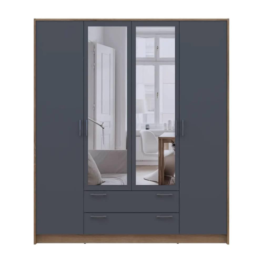 Шкаф для одежды Doros Ронди с зеркалом 4ДСП DRS-011671 160х52х195 см Дуб Артизан/Графит (80737826)