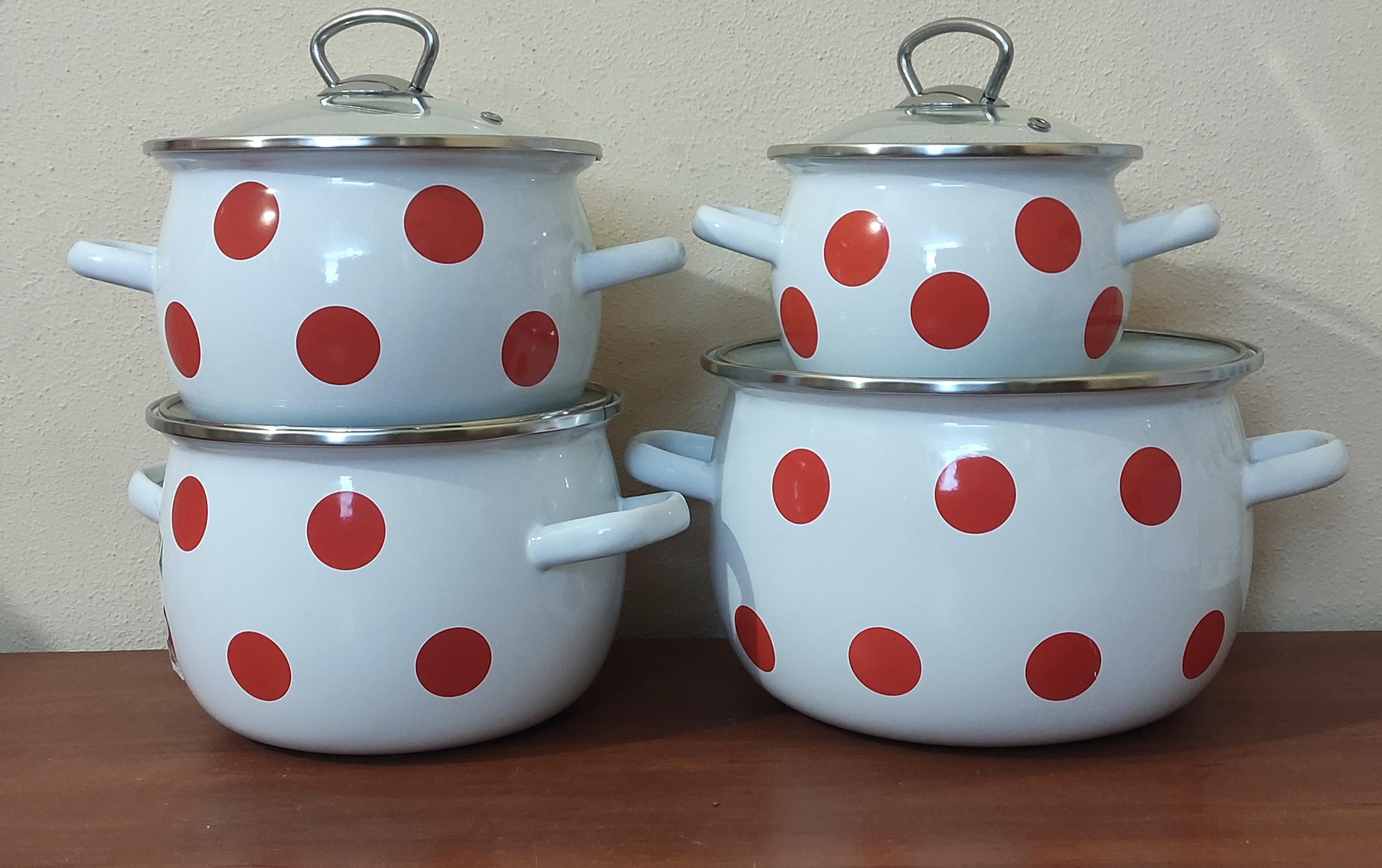 Набір каструль Червоний горох з скляними кришками 4 шт. (14615408) - фото 2 Набір каструль Червоний горох з скляними кришками 4 шт. (14615408) - фото 2
