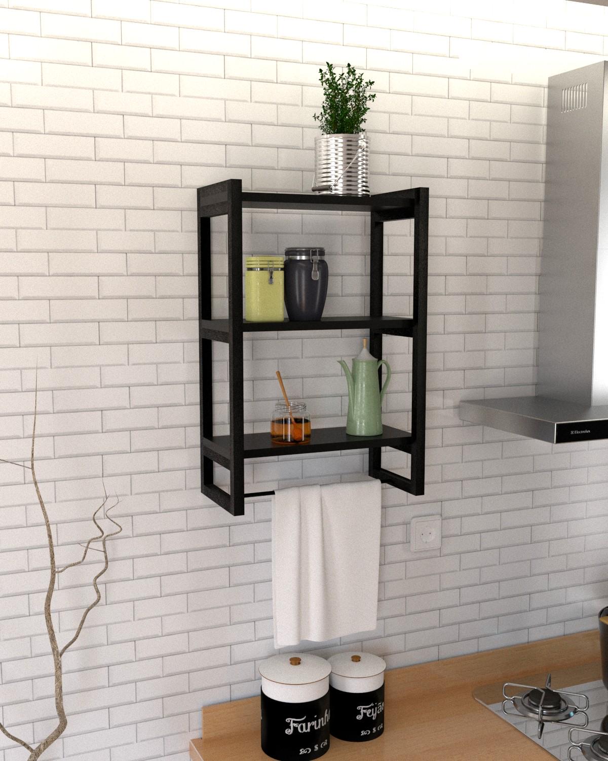 Настінна кухонна полиця в стилі лофт EcoLoft Ріалі DSP-1298-5 Чорний (DSP-1298-5)