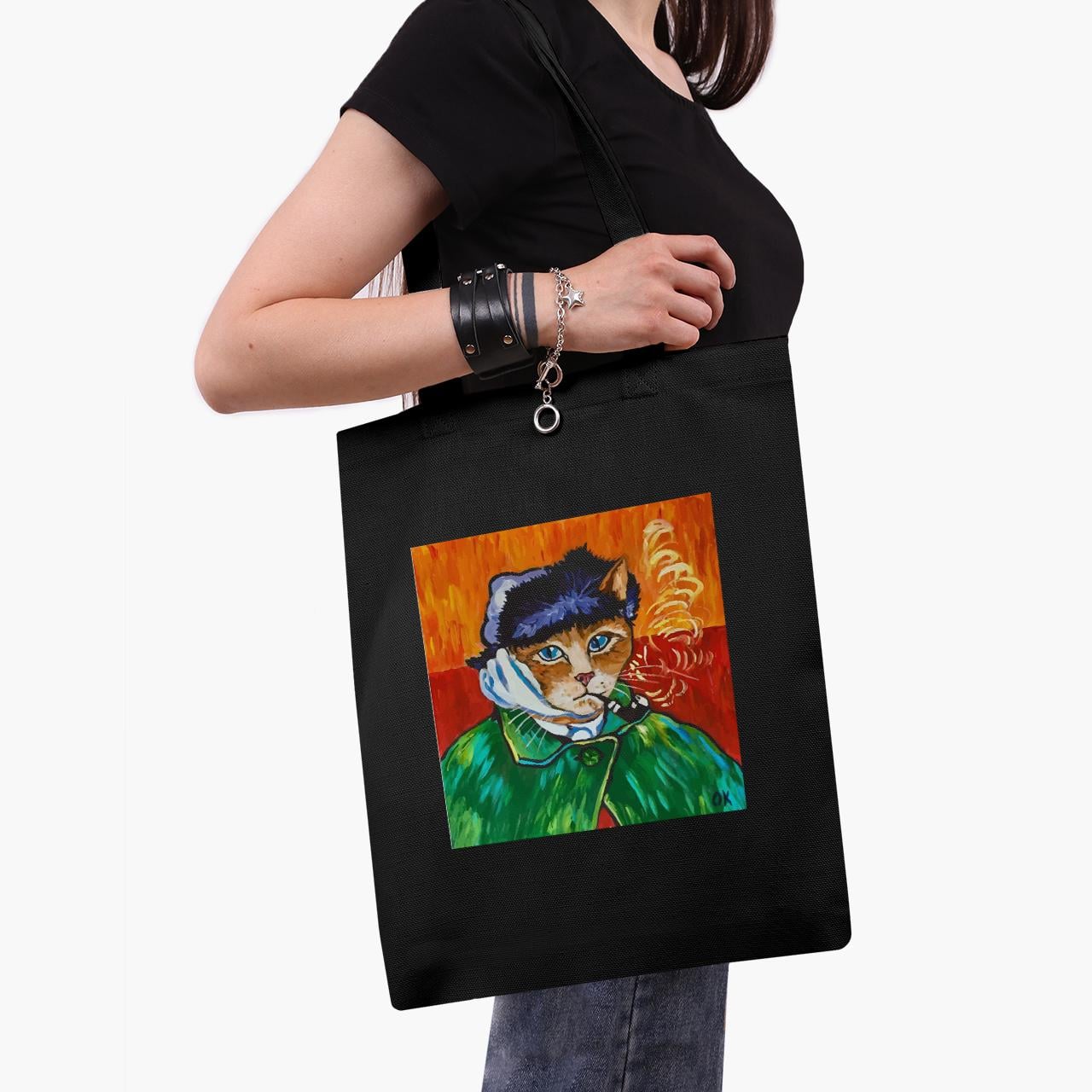 Эко сумка шоппер Vincent van Gogh Cat 41x35 см Черный (9227-2958-BK)
