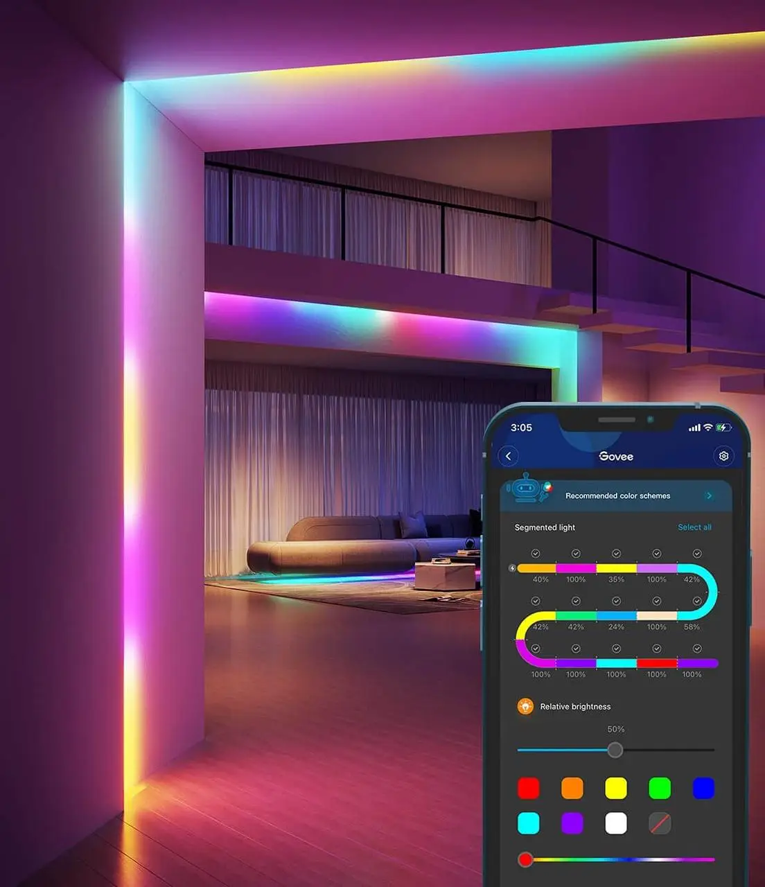 Розумна світлодіодна стрічка Govee NEON RGBIC LED Wi-Fi/Bluetooth 3 м - фото 9