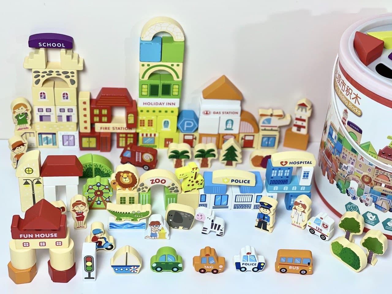 Деревянная развивающая игрушка город 120 пр.