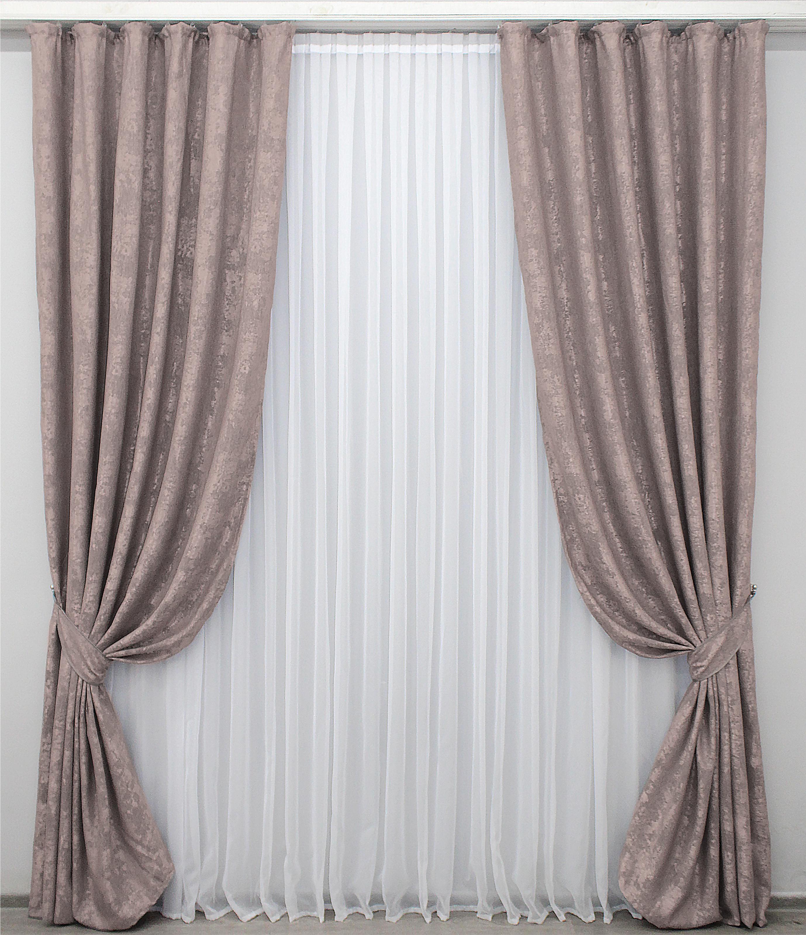 Комплект штор VR-Textil Sultan YL № 1210ш жаккард 150х270 см 2 шт. Серый/Пудровый (33-0027)