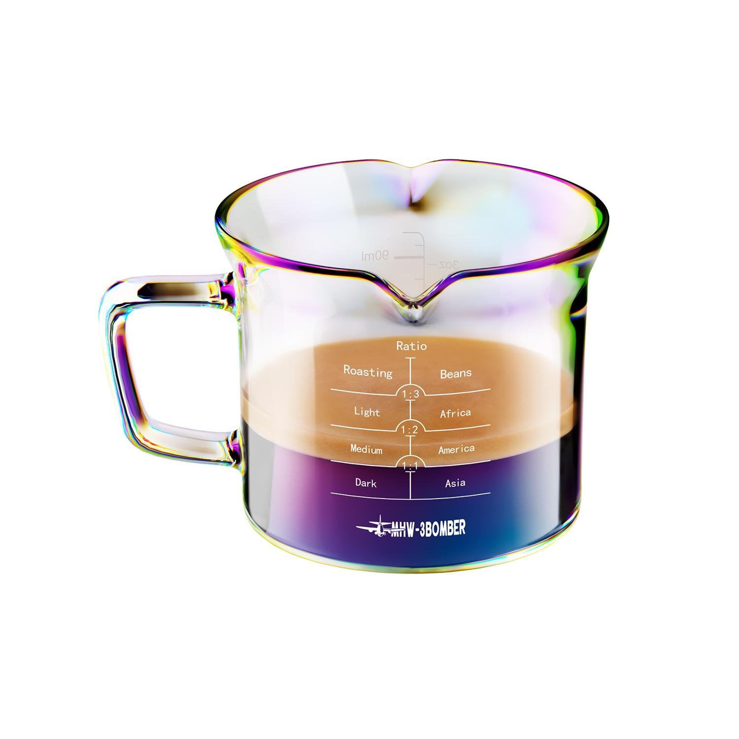 Мерная стеклянная емкость с двойным носиком для эспрессо MHW-3BOMBER Glass Measuring Cup 120 мл Разноцветный (G6588C-OS)