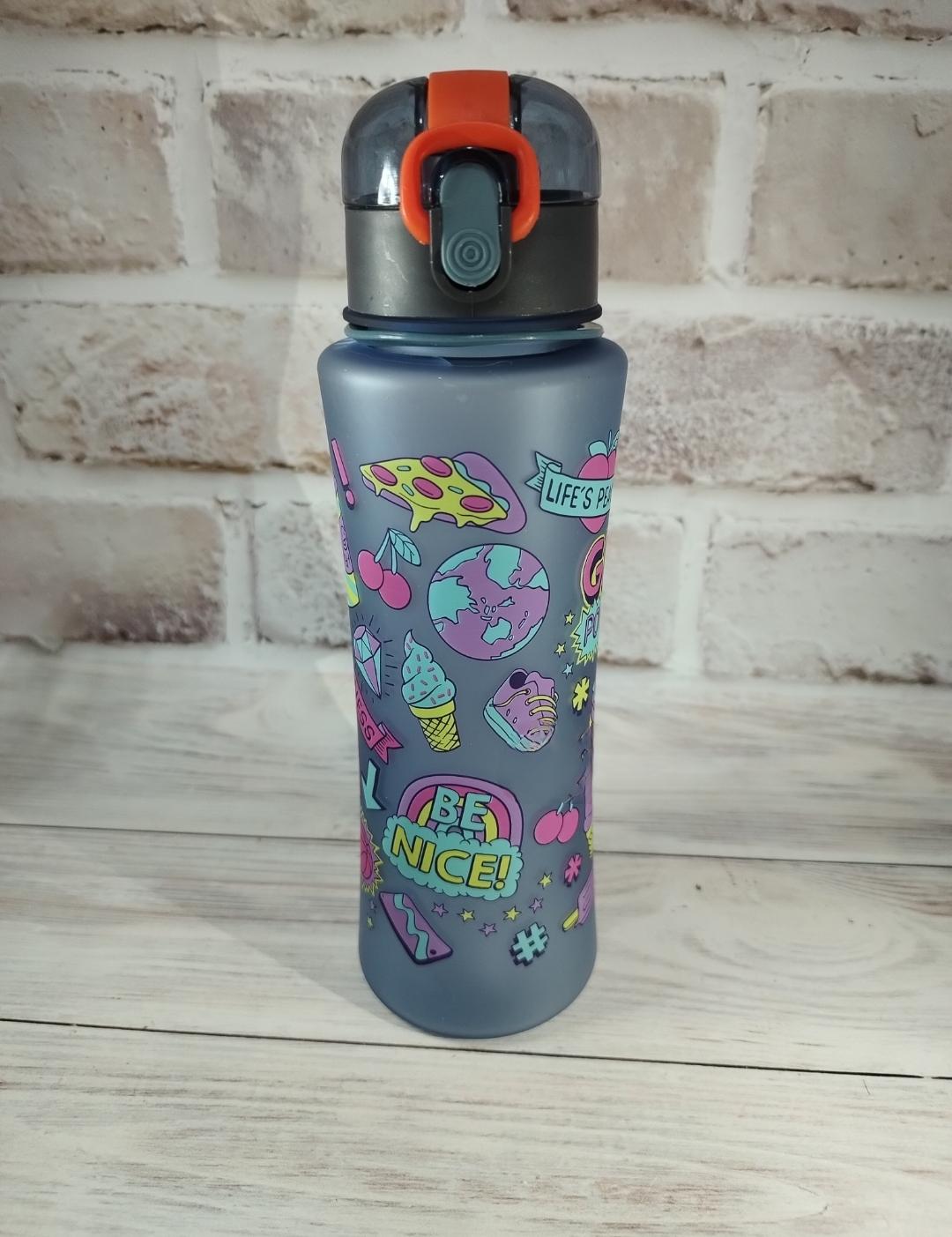 Бутылка для воды Stenson Dino пластик 600 мл Серый (17943939)