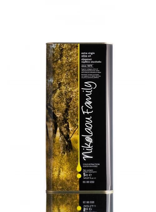 Масло оливковое нефильтрованное Extra Virgin Nikolaou Family первый холодный отжим 5 л
