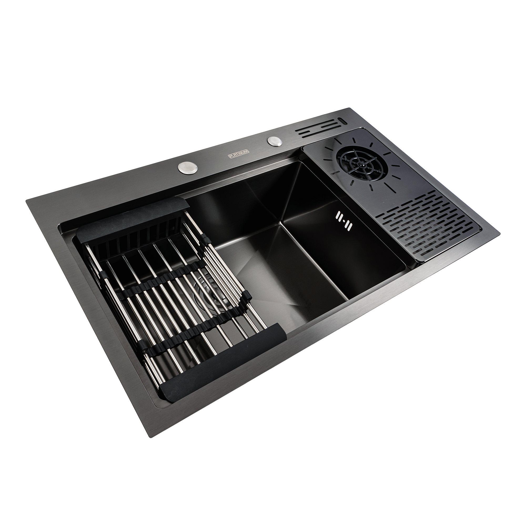 Мийка кухонна Platinum Handmade PVD 78х46 см Чорний - фото 7