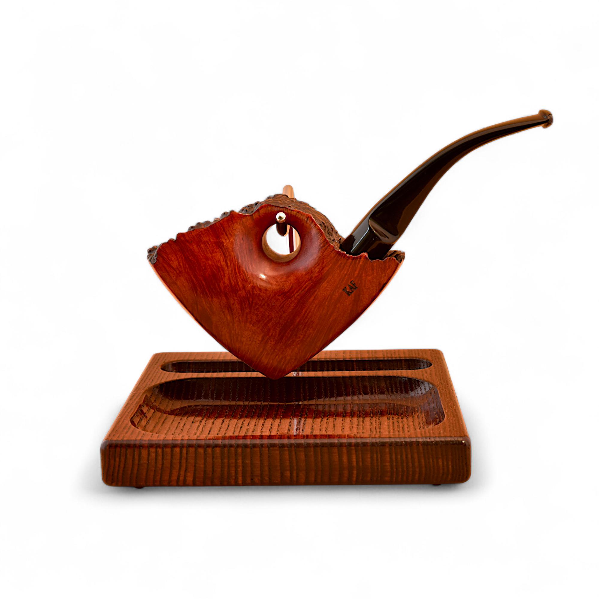 Курительная трубка KAFpipe №1154 из дерева бриара с подставкой из ясеня