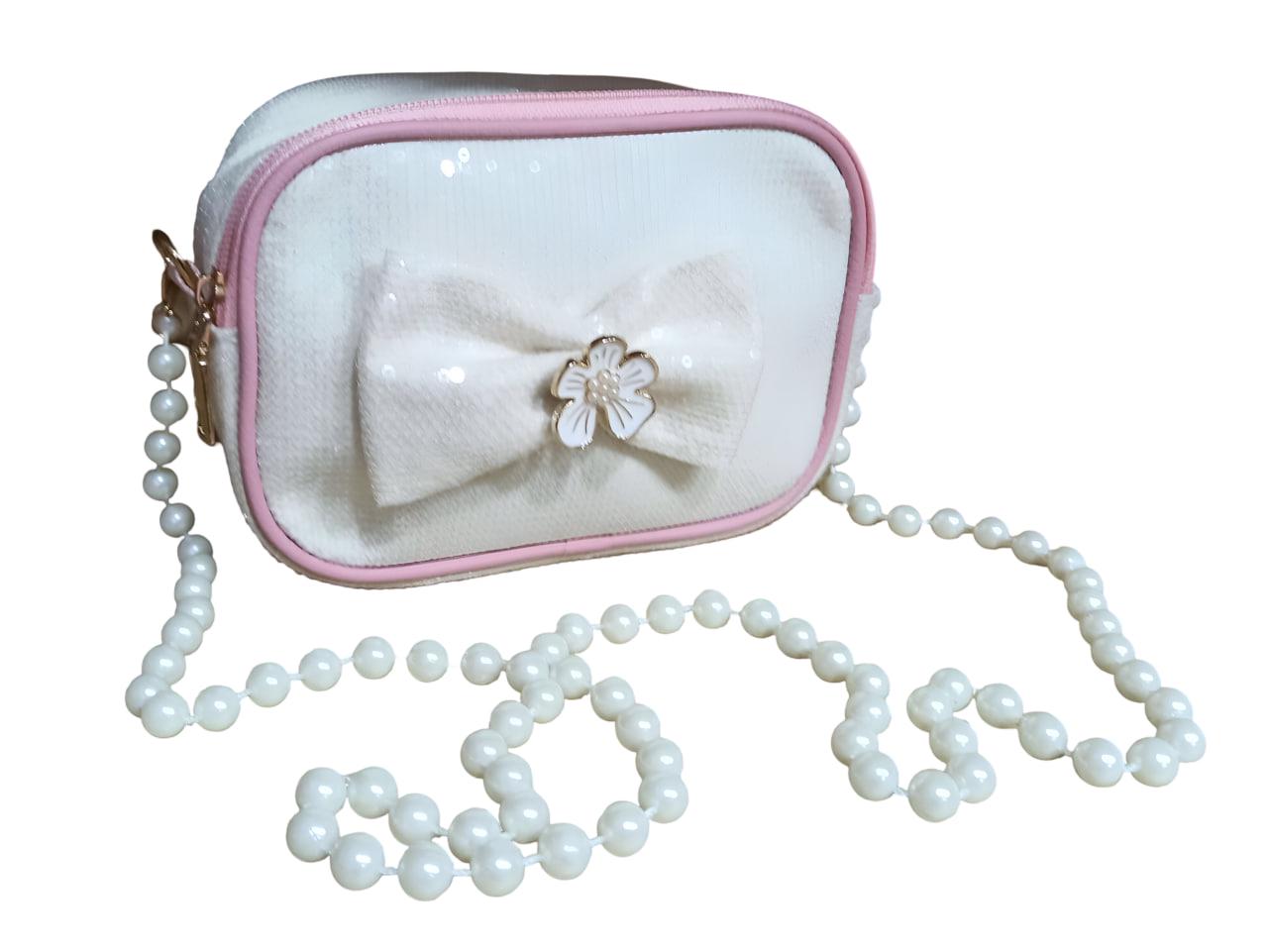 Сумка дитяча через плече з намистинами Білий (25-567)