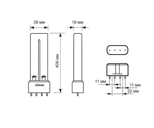 Лампа бактерицидна Osram HNS L 36 W 2G11 - фото 3