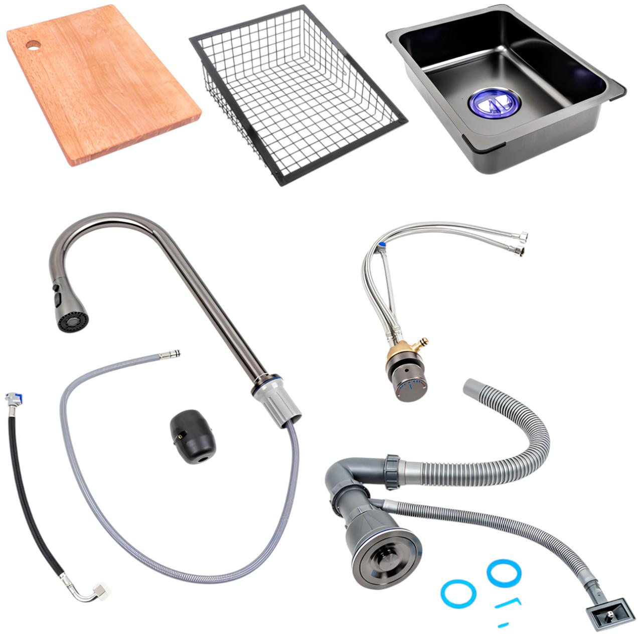 Мийка кухонна Platinum 75х45A PVD з режимом Водоспад та 2 лотками для продуктів Чорний (є257) - фото 9