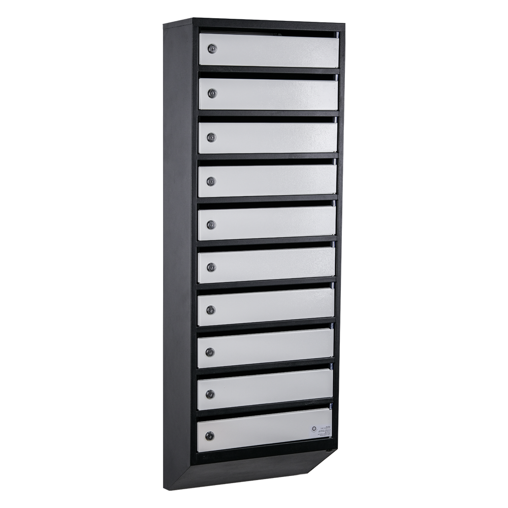 Почтовый ящик Галиндустрия ЯП10S на 10 секций 1150x390x200 мм Черный/Серый (11536200)