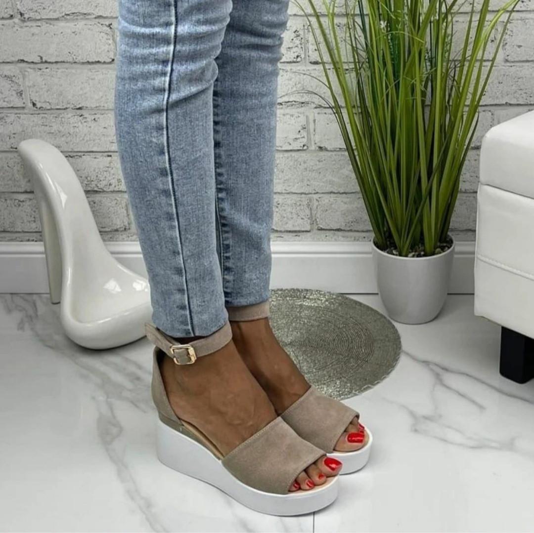 Босоножки женские на танкетке замш р. 36/23,5 см - фото 5