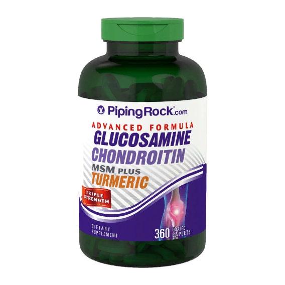 Препарат для суглобів та зв'язок Piping Rock Advanced Formula Glucosamine Chondroitin MSM Plus Turmeric 360 Caplets