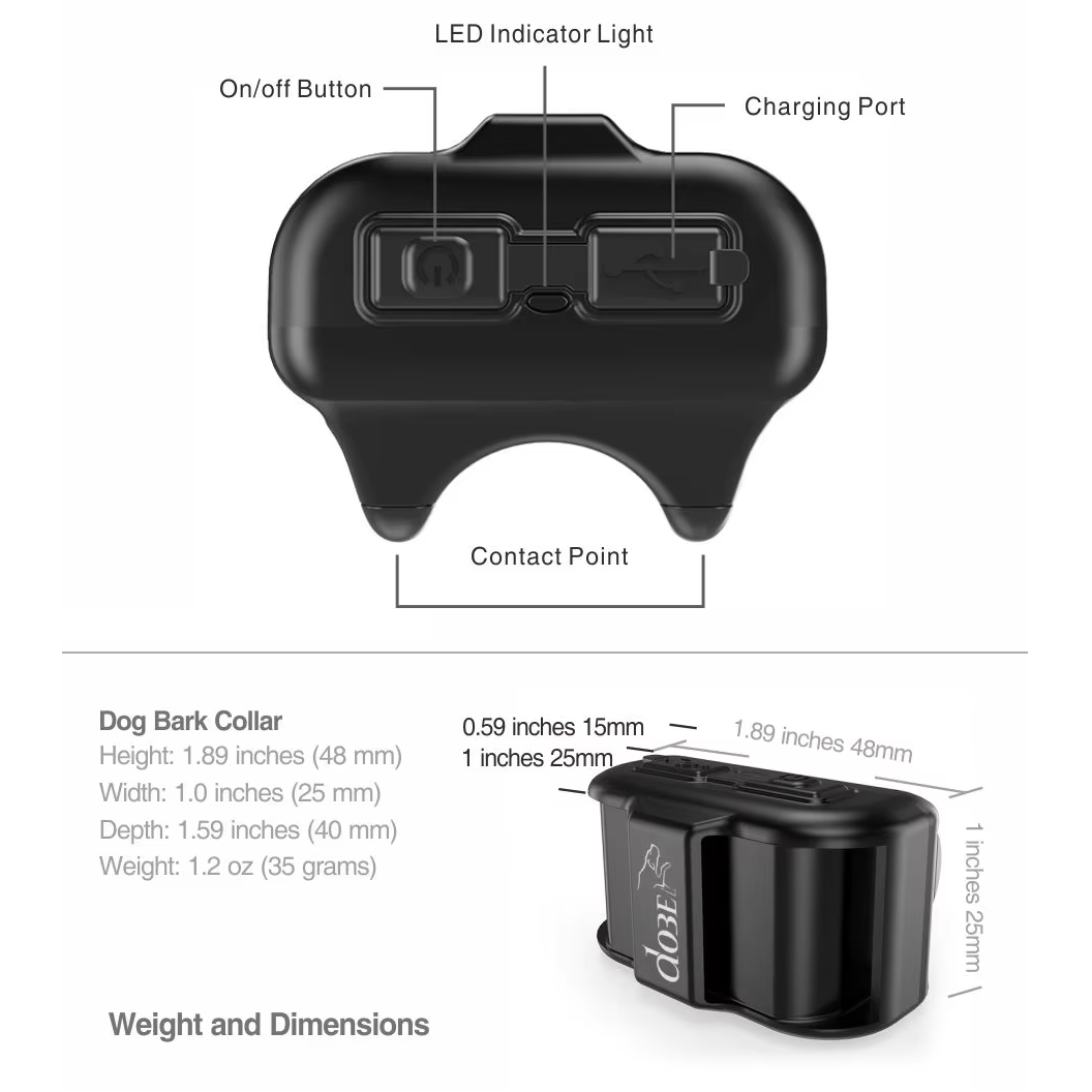 Нашийник електронний дресирувальний DOBE DB60 mini від гавкання для маленьких собак від 2,3 кг (048.2) - фото 10 Нашийник електронний дресирувальний DOBE DB60 mini від гавкання для маленьких собак від 2,3 кг (048.2) - фото 10