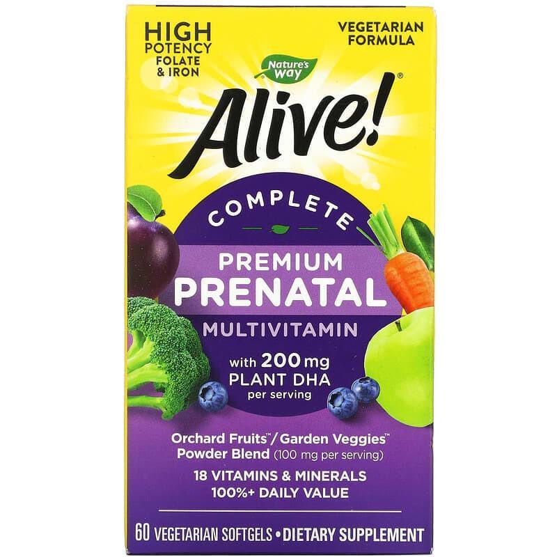 Мультивітаміни для вагітних та Омега-3 ДГК Nature's Way Alive Prenatal Multivitamin 60 капс. (2190902358)