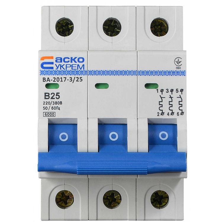 Автоматический выключатель АСКО-УКРЕМ ВА-2017 25А B 3 полюса (2348877219)