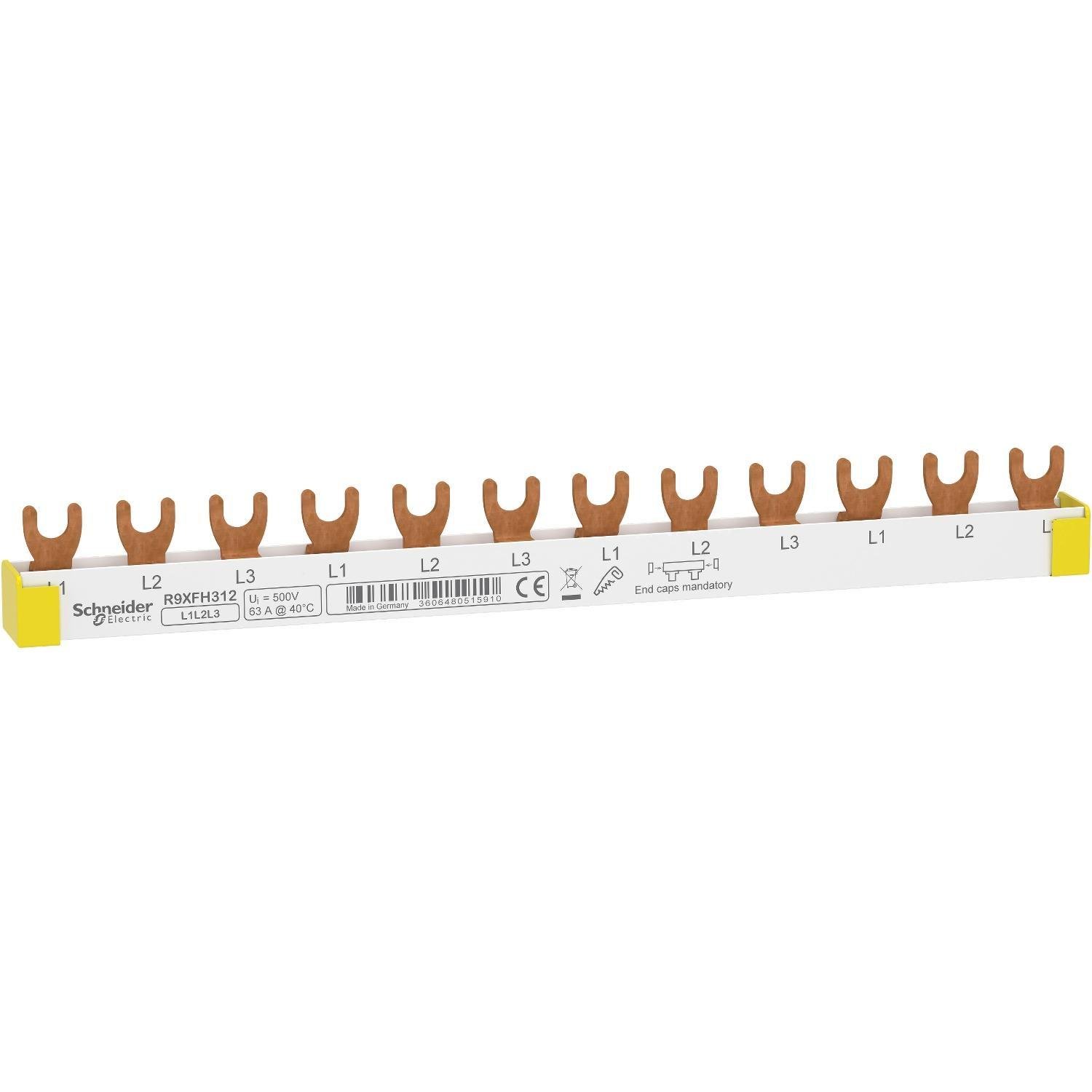 Шина соединительная Schneider Electric Resi9 3P 63A типа FORK 12 модулей шаг 18 мм 22 см (R9XFH312) Шина соединительная Schneider Electric Resi9 3P 63A типа FORK 12 модулей шаг 18 мм 22 см (R9XFH312)