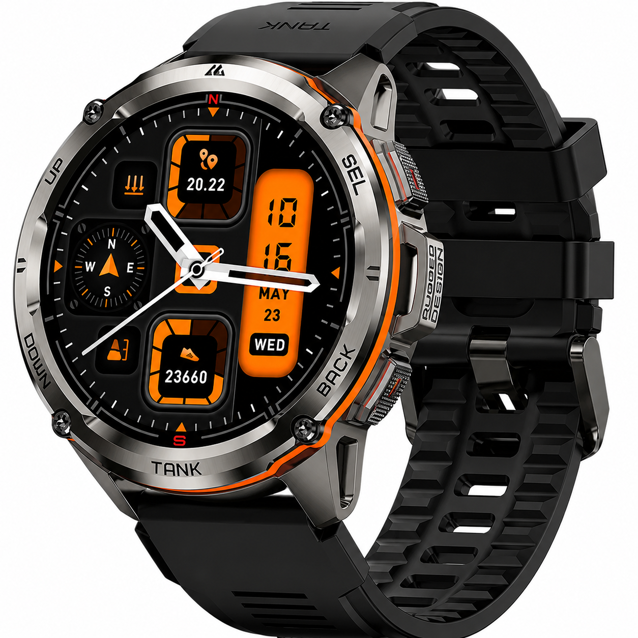 Смарт-часы тактические Kospet Tank T3 Ultra GPS AMOLED дисплей 5ATM Черный (1014-121-00)