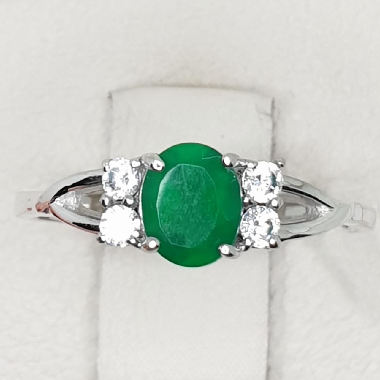 Каблучка срібна із зеленим агатом р. 17 1,76 г (1428325179)