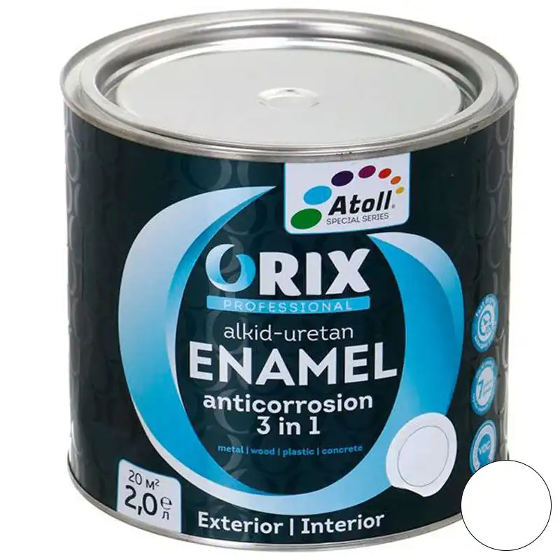 Эмаль антикоррозионная Atoll Orix Color 3в1 2 л Белый (2573778077)
