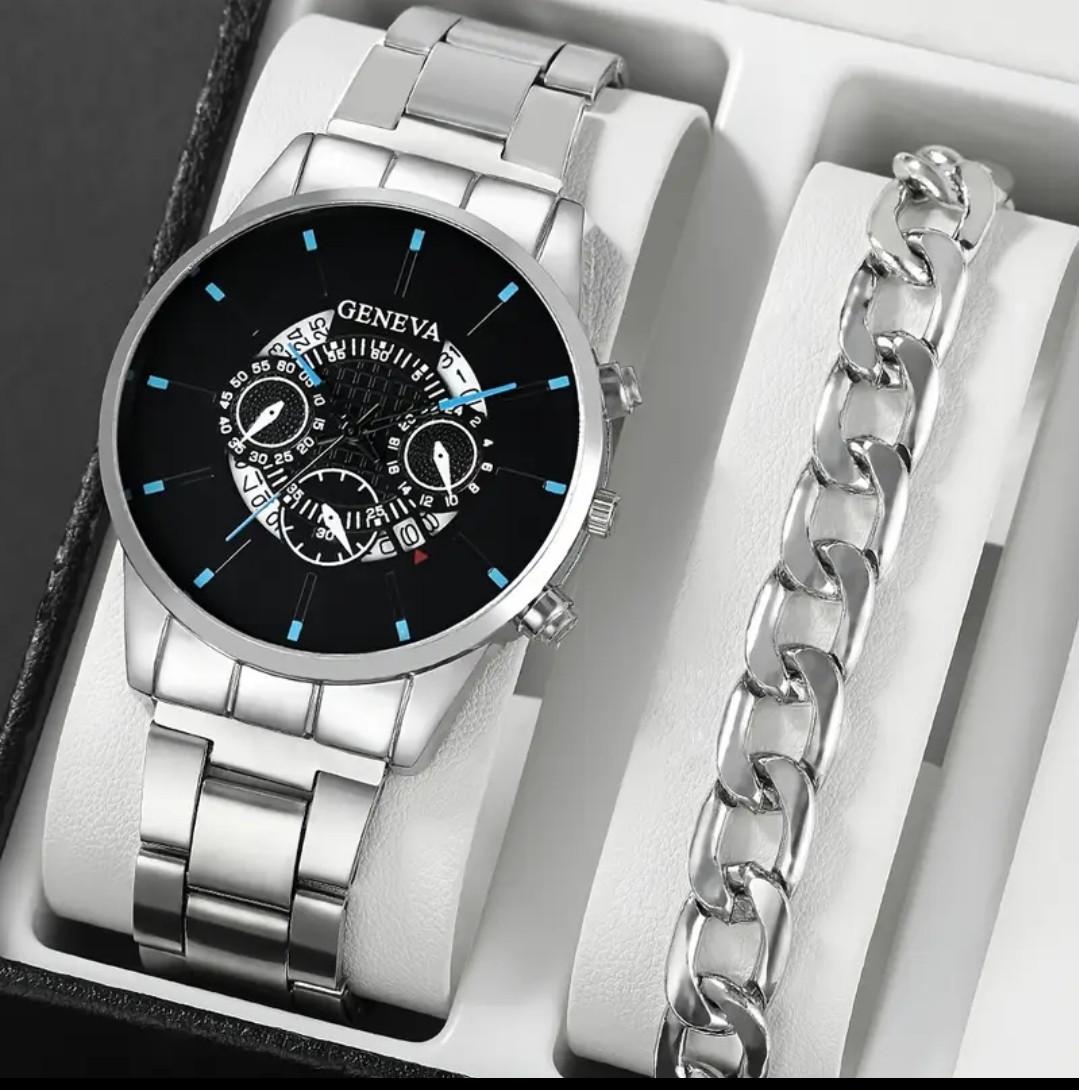 Годинник наручний чоловічий Geneva із браслетів із неіржавкої сталі (2473209058)
