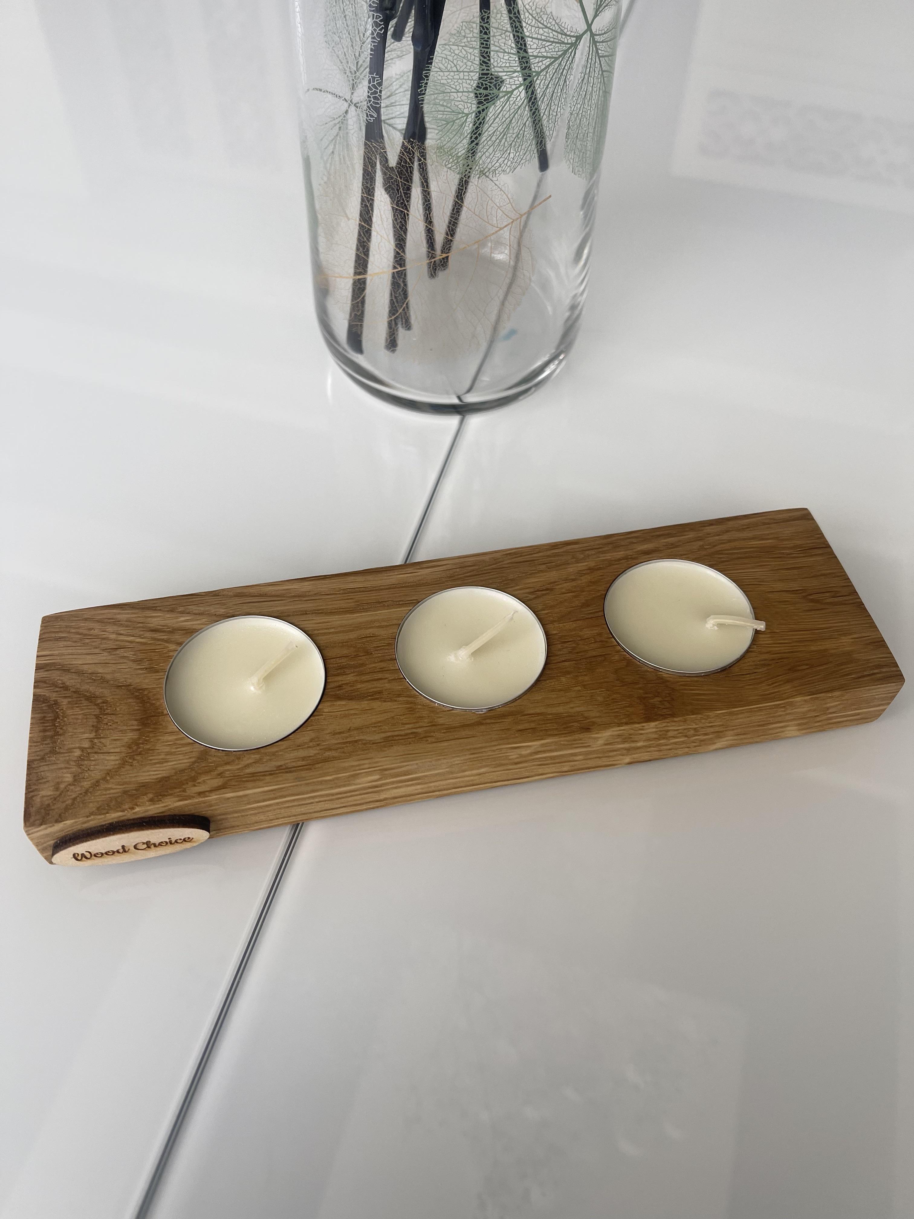 Подсвечник дубовый 3 свечи 21х6х2 см - фото 2 Подсвечник дубовый 3 свечи 21х6х2 см - фото 2