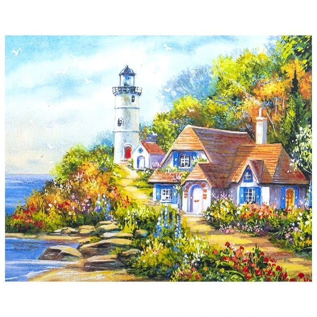 Алмазна мозаїка Маяк на полотні з підрамником 30х40 см (GLD61124)