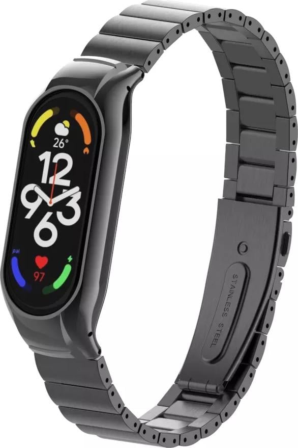 Браслет металлический Beryl для Mi Band 7 Black (28018-2B)
