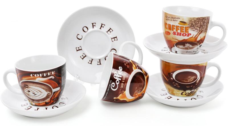 Кофейный набор Coffee shop&bakery 4 чашки 225 мл с блюдцами (BD-334-420) - фото 2 Кофейный набор Coffee shop&bakery 4 чашки 225 мл с блюдцами (BD-334-420) - фото 2