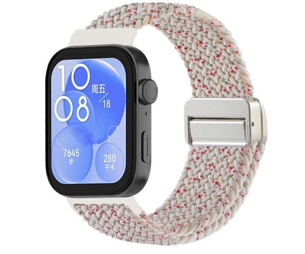Ремешок Nylon Textile для смарт-часов Huawei Fit 3/Fit 4/Fit 4 Pro 20 мм Бежево-красный