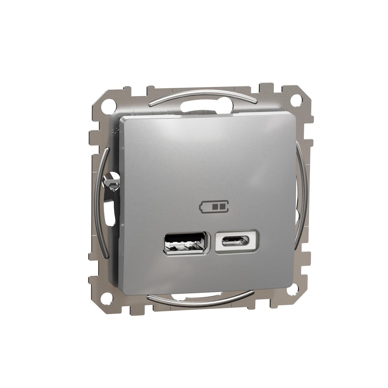 Розетка USB двойная Schneider Electric Sedna Design A+C Алюминий (SDD113402)